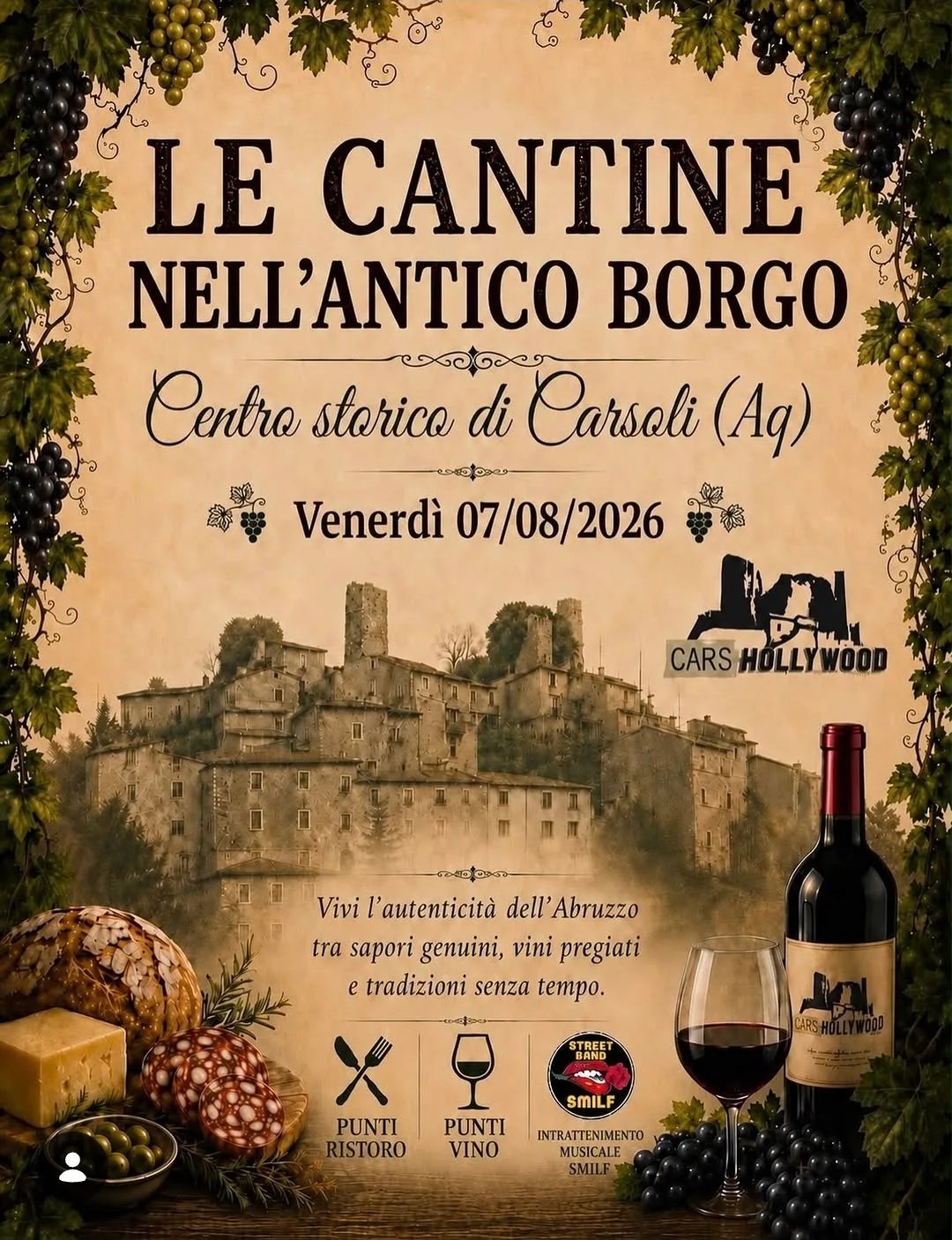 Locandina Le Cantine nell'Antico Borgo 2026 a Carsoli (L'aquila)