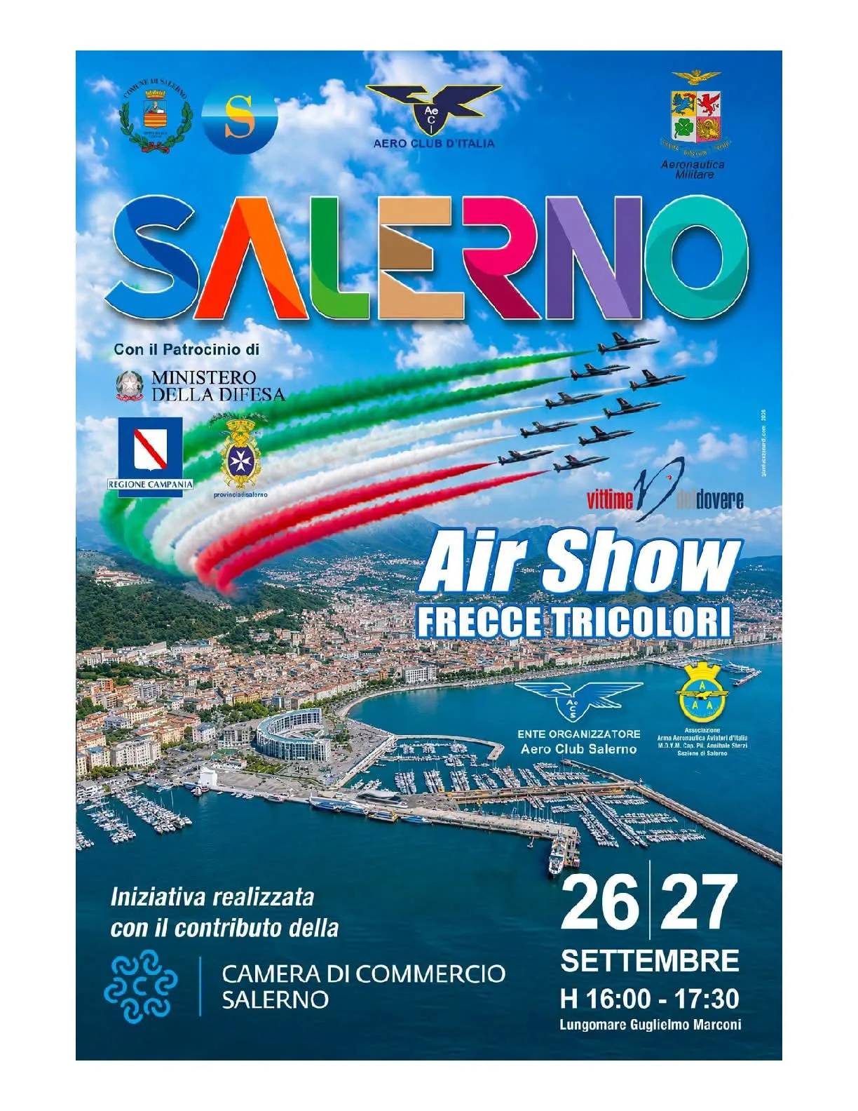 Locandina Air Show Frecce Tricolori 2026 a Salerno (SA)