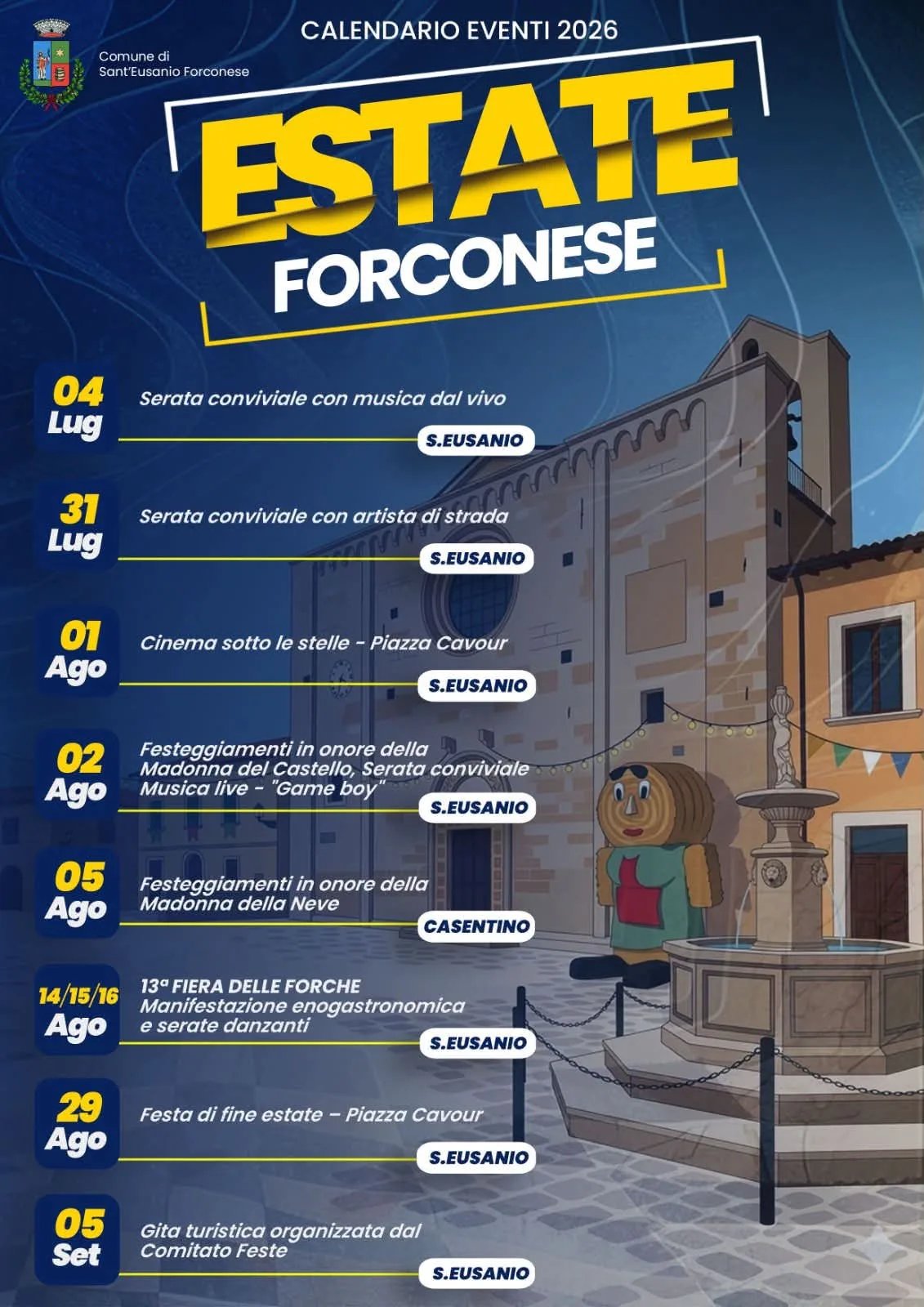 Locandina Estate Forconese 2026 - Festa di fine estate a Sant'Eusanio Forconese (L'aquila)
