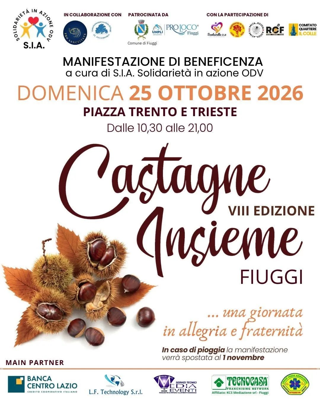 Locandina Castagne Insieme — 8ª Edizione 2026 a Fiuggi (Frosinone)