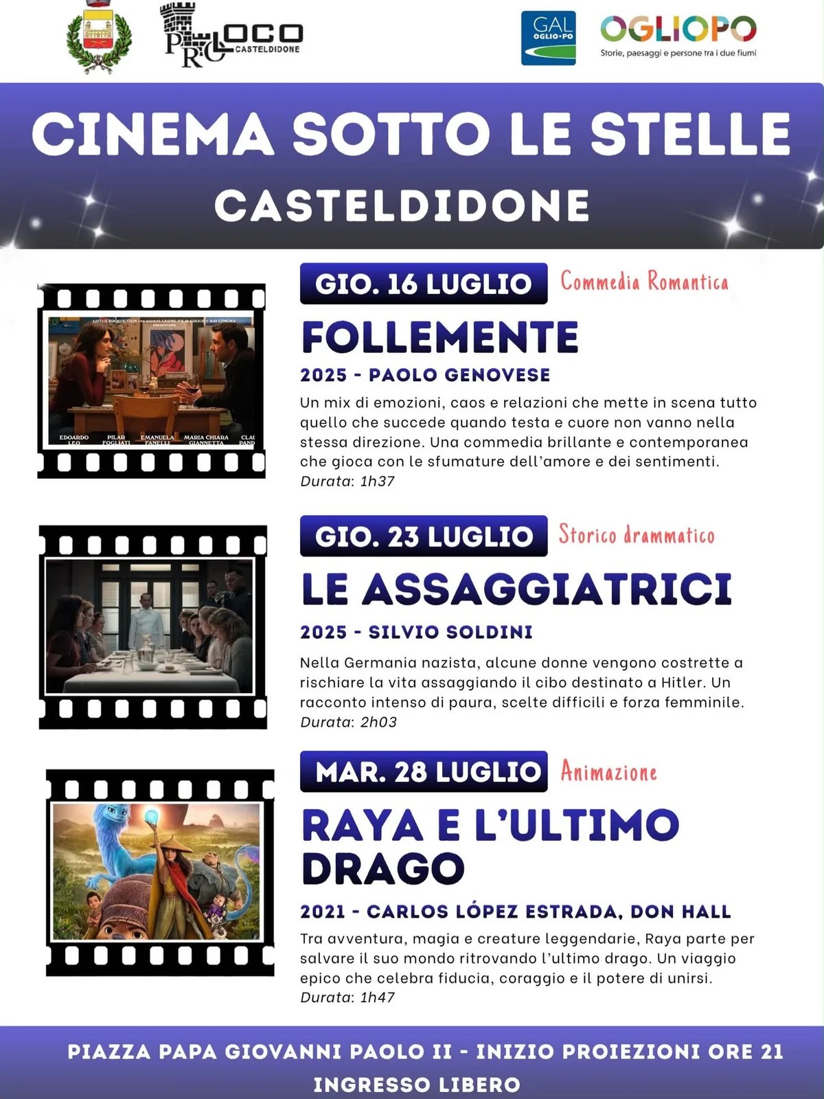 Locandina Cinema sotto le stelle Casteldidone 2026 a Casteldidone (Cremona)