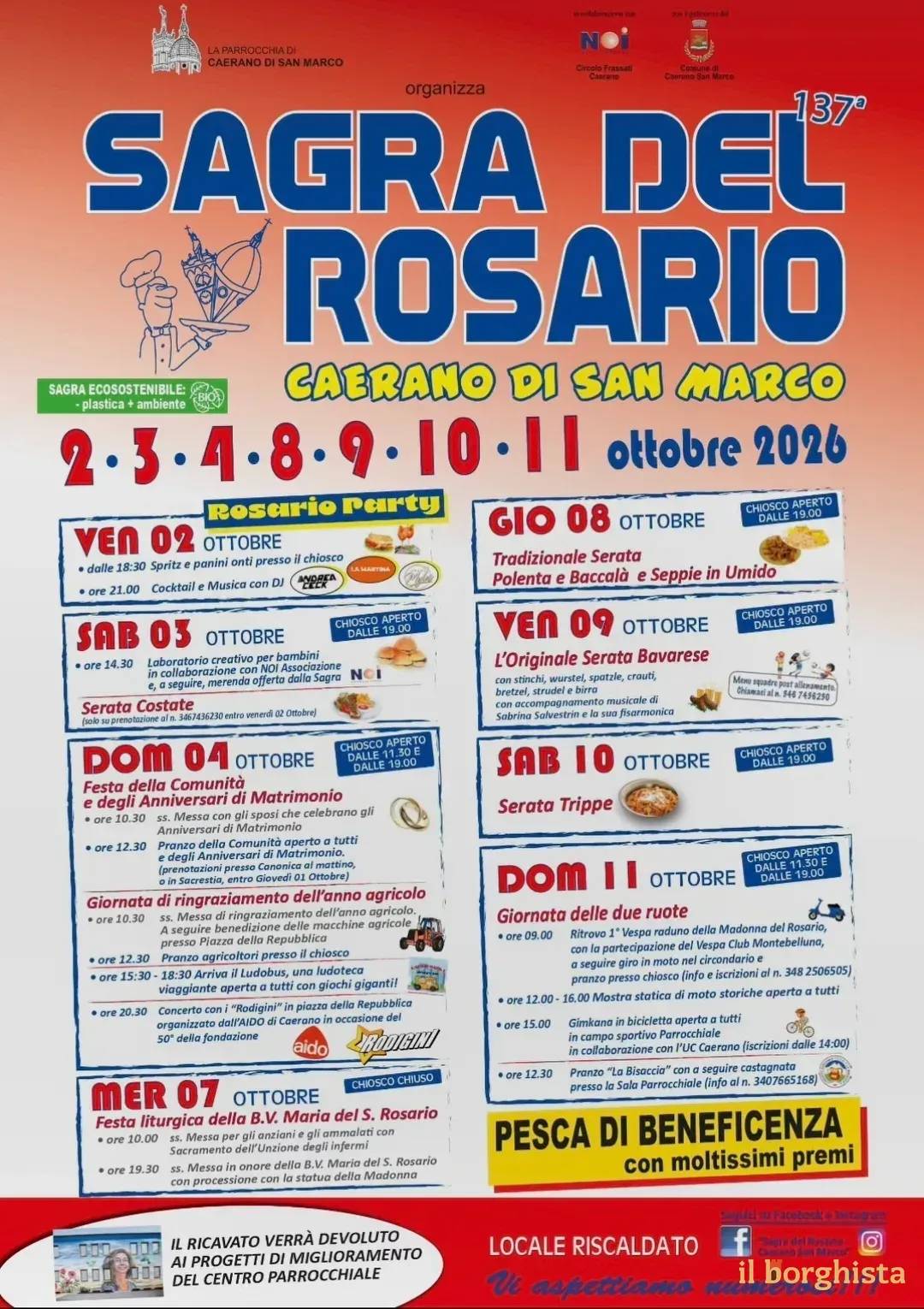 Locandina 137ª Sagra del Rosario 2026 a Caerano di San Marco (Treviso)