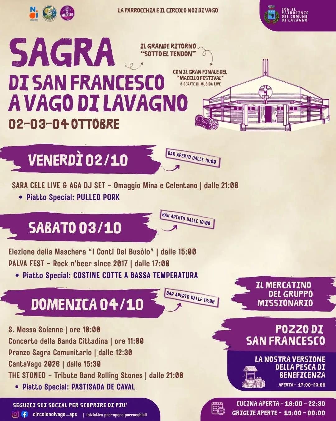Locandina Sagra di San Francesco a Vago di Lavagno 2026 a Lavagno (Verona)