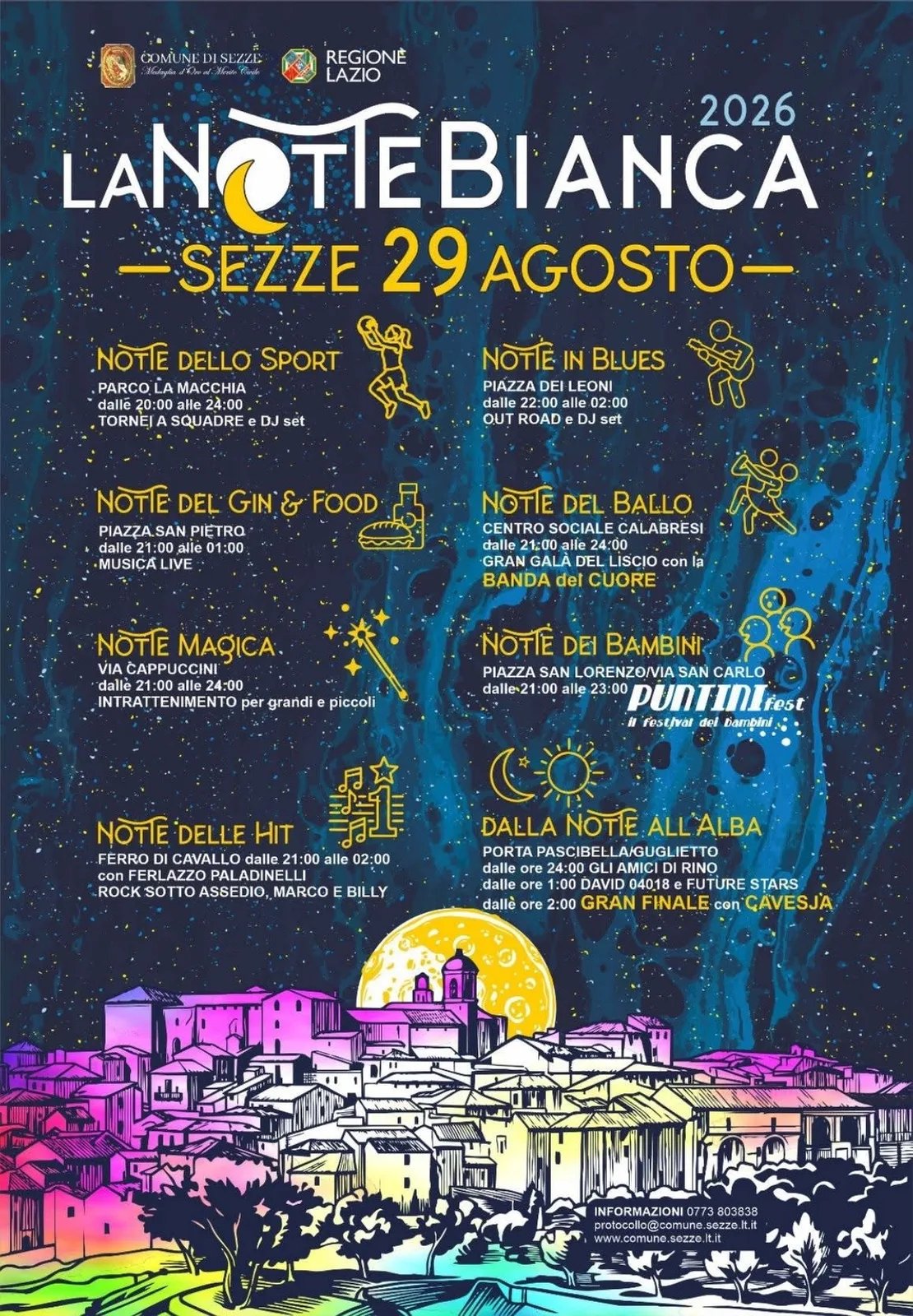 Locandina La Notte Bianca Sezze 2026 a Sezze (Latina)