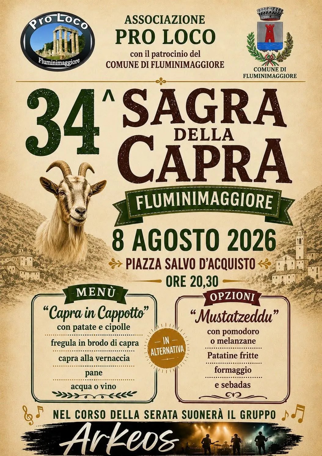 Locandina 34ª Sagra della Capra Fluminimaggiore 2026 a Fluminimaggiore (Sulcis iglesiente)