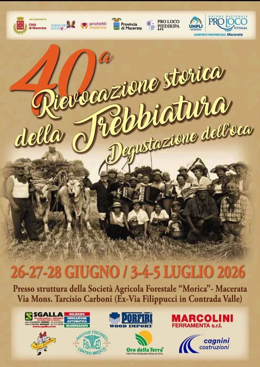 Locandina 40ª Rievocazione storica della Trebbiatura 2026 a Macerata (Macerata)