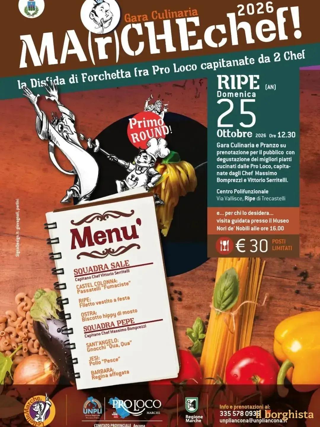 Locandina Gara Culinaria MARCHEchef! 2026 a Trecastelli (Ancona)