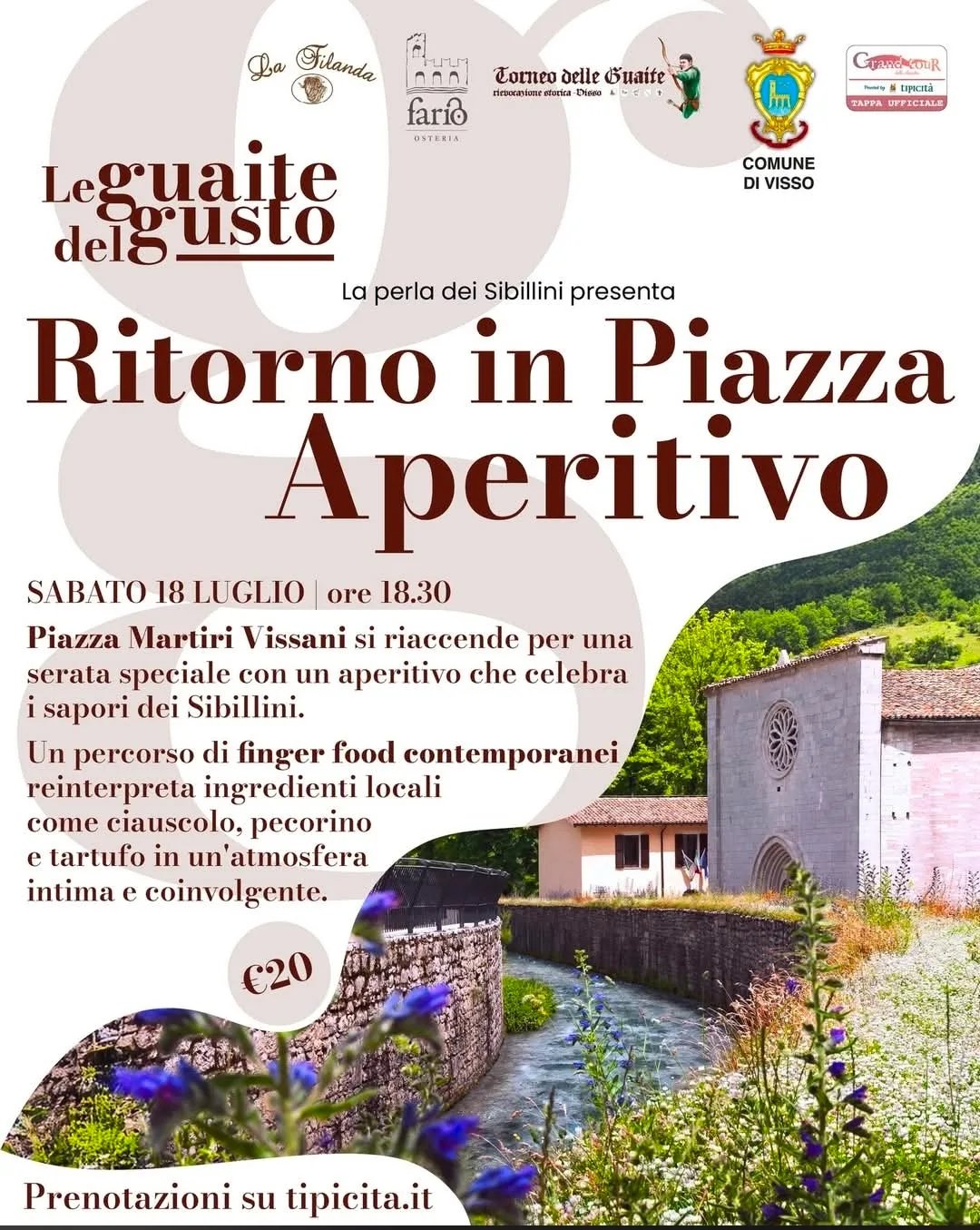 Locandina Ritorno in Piazza Aperitivo 2026 a Visso (Macerata)