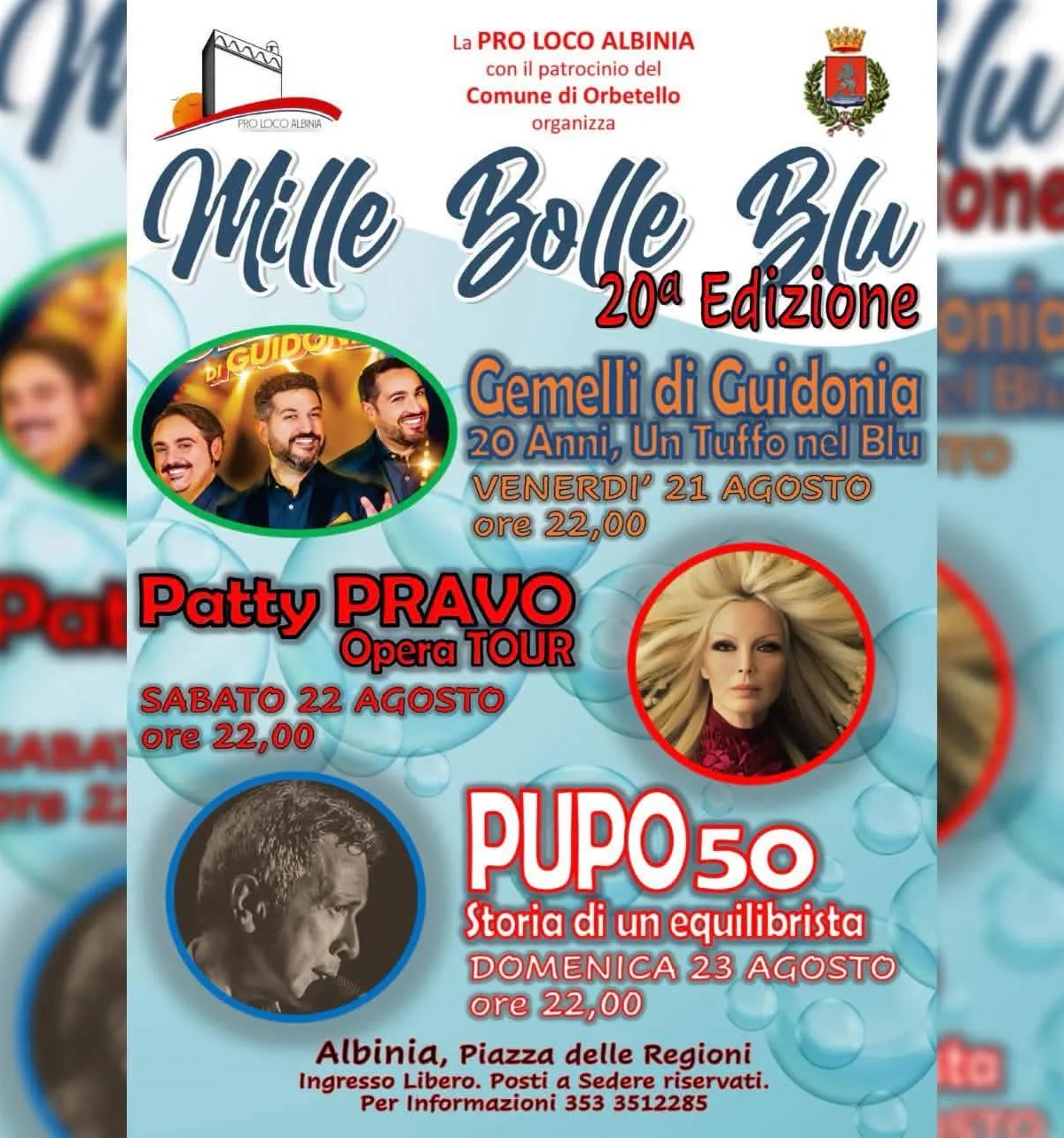 Locandina calendario eventi agosto 2026 a Orbetello (Grosseto)