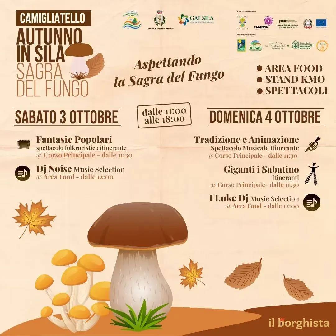 Locandina Autunno in Sila Sagra del Fungo 2026 a Spezzano della Sila (Cosenza)