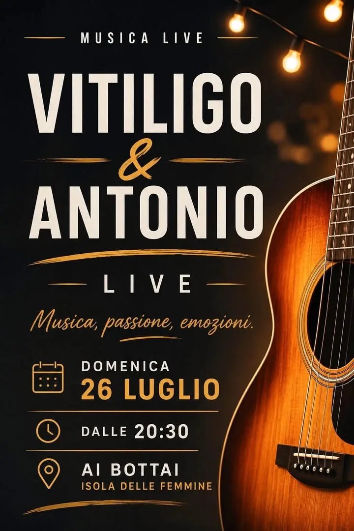 Locandina Concerto Vitiligo & Antonio 2026 a Isola delle Femmine (Palermo)