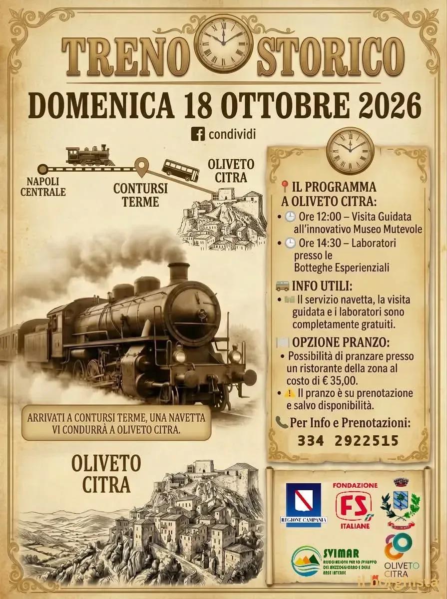 Locandina Treno Storico 2026 a Oliveto Citra (Salerno)