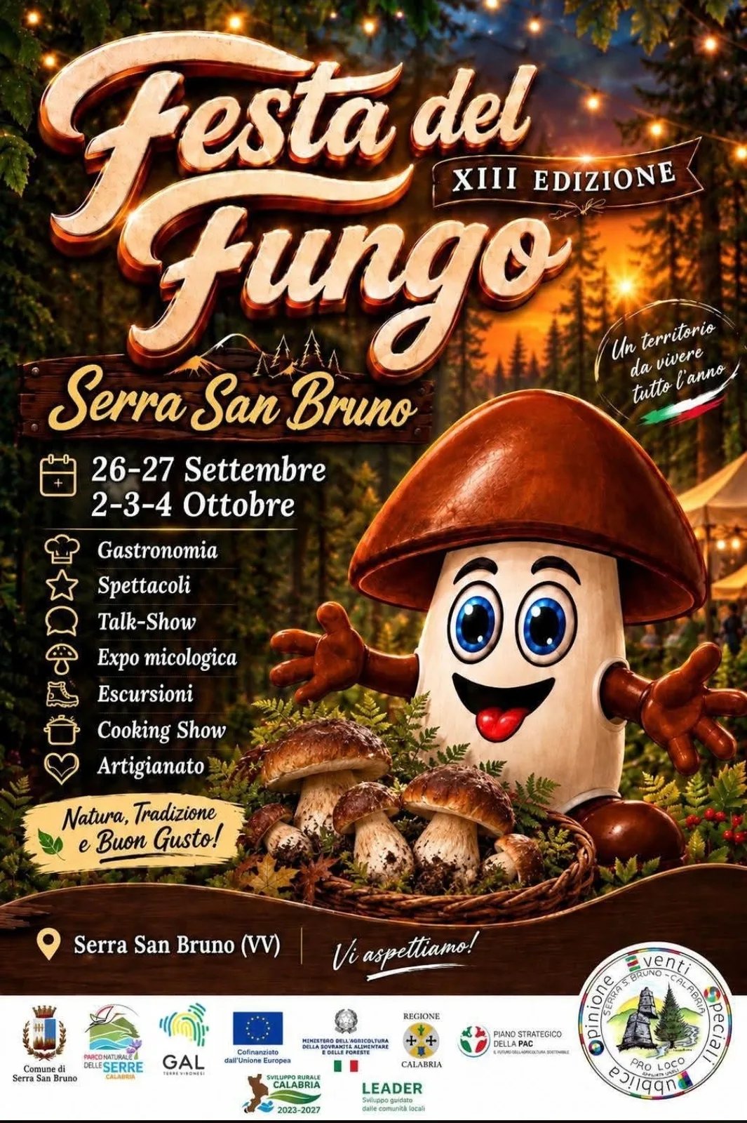 Locandina 13ª Festa del Fungo 2026 a Serra San Bruno (Vibo Valentia)