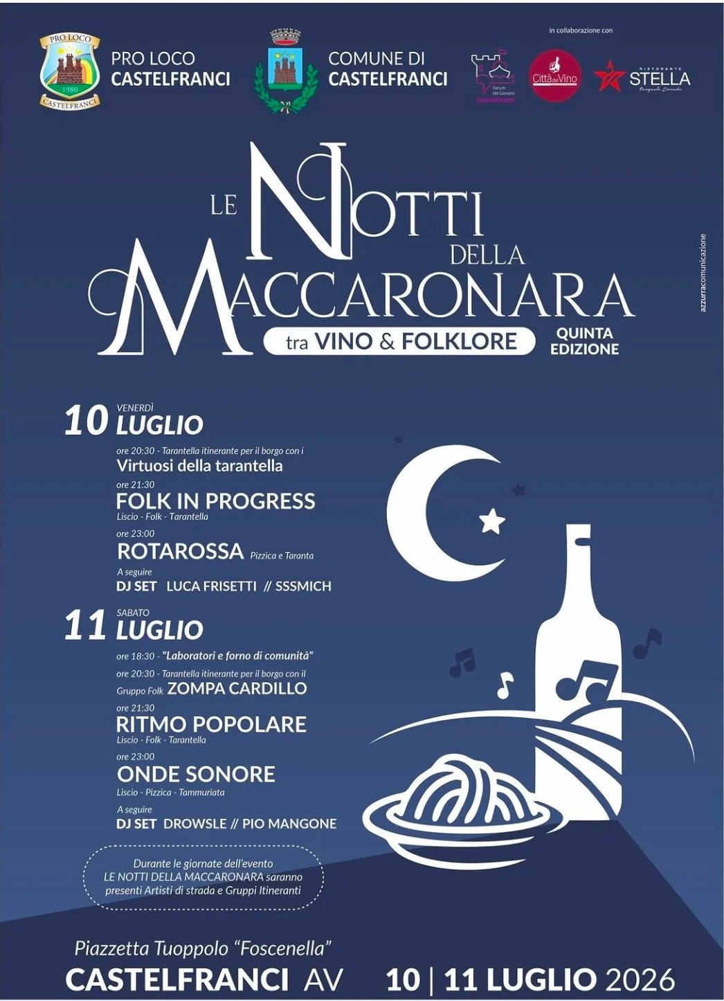 Locandina Le Notti della Maccaronara — Quinta Edizione 2026 a Castelfranci (Avellino)