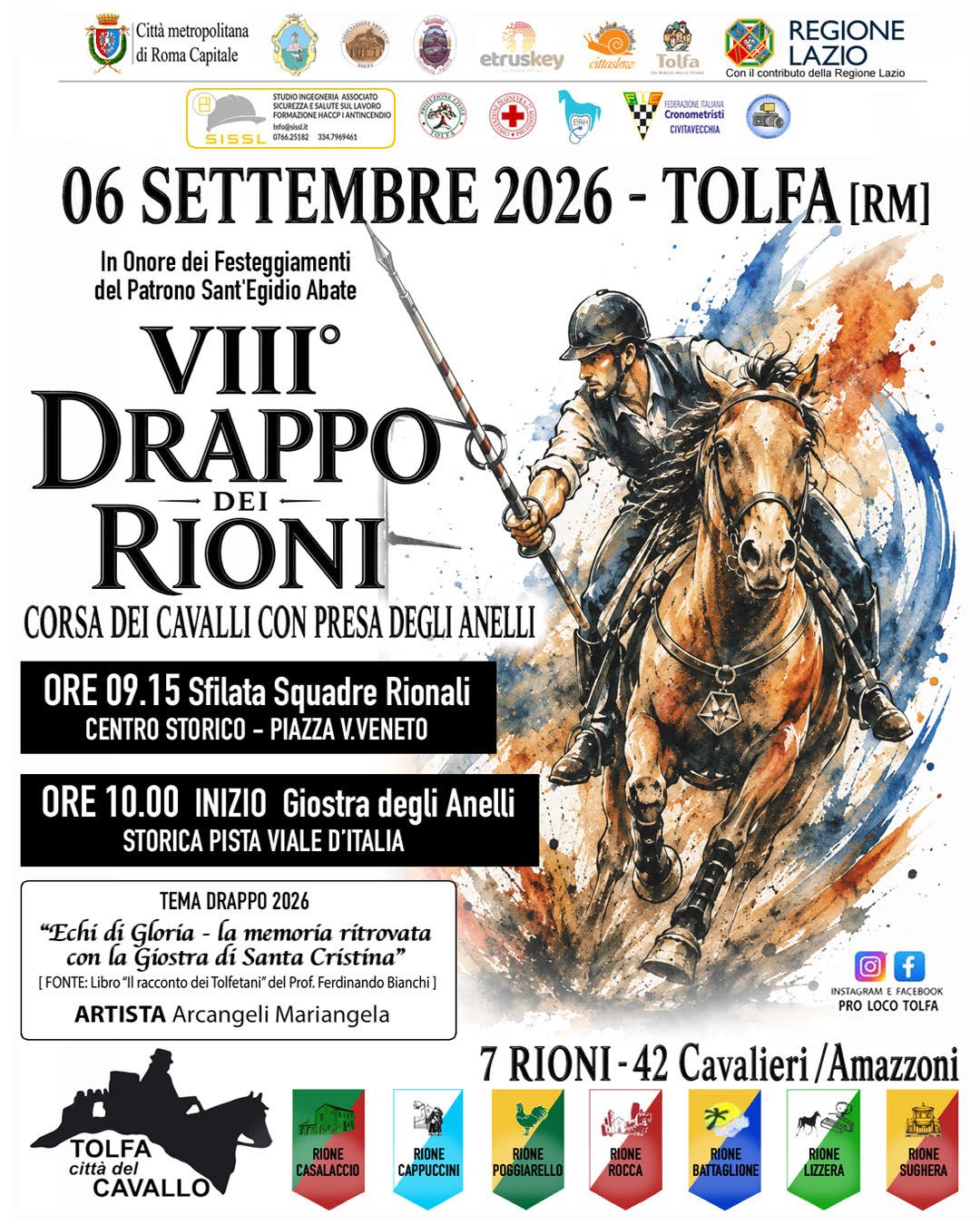 Locandina calendario eventi settembre 2026 a Tolfa (Roma)