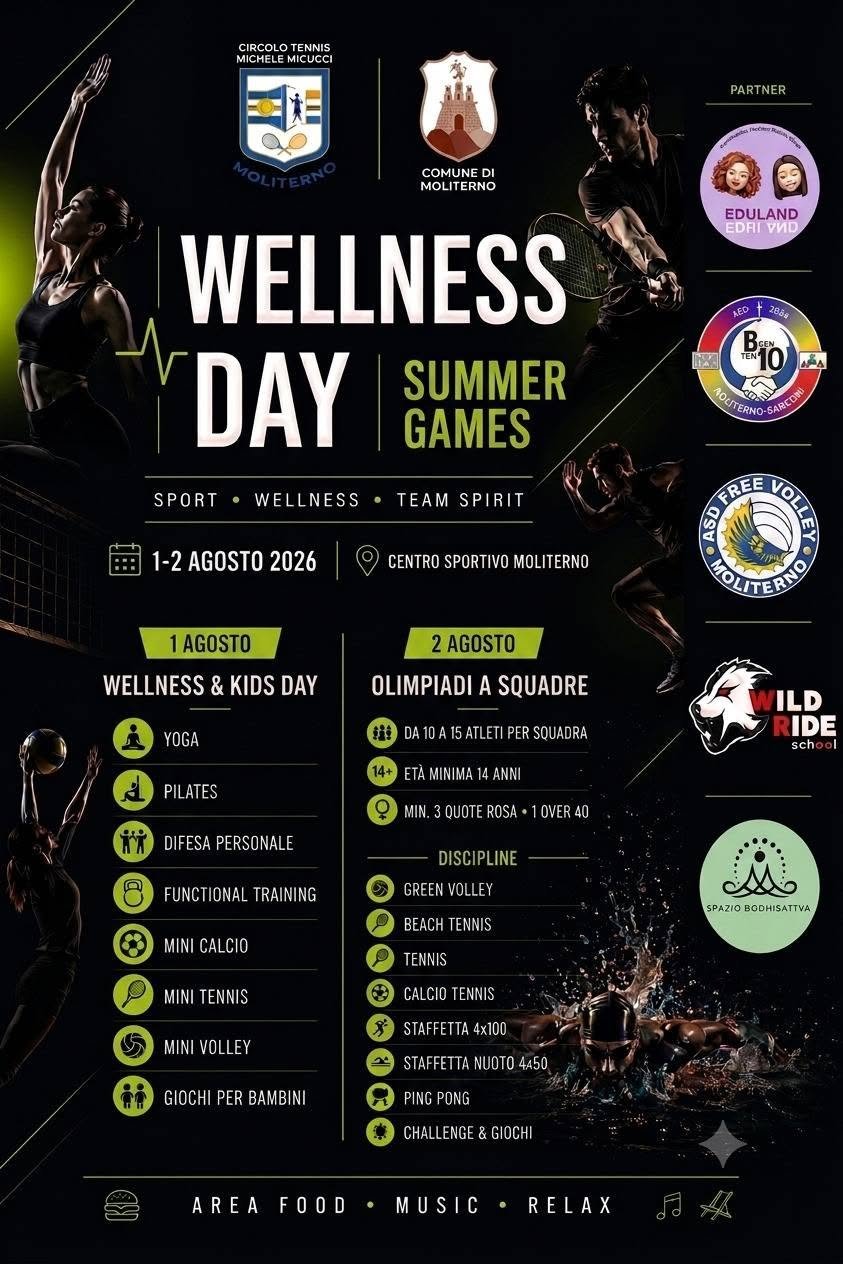 Locandina Wellness Day Summer Games 2026 a Moliterno (Potenza)