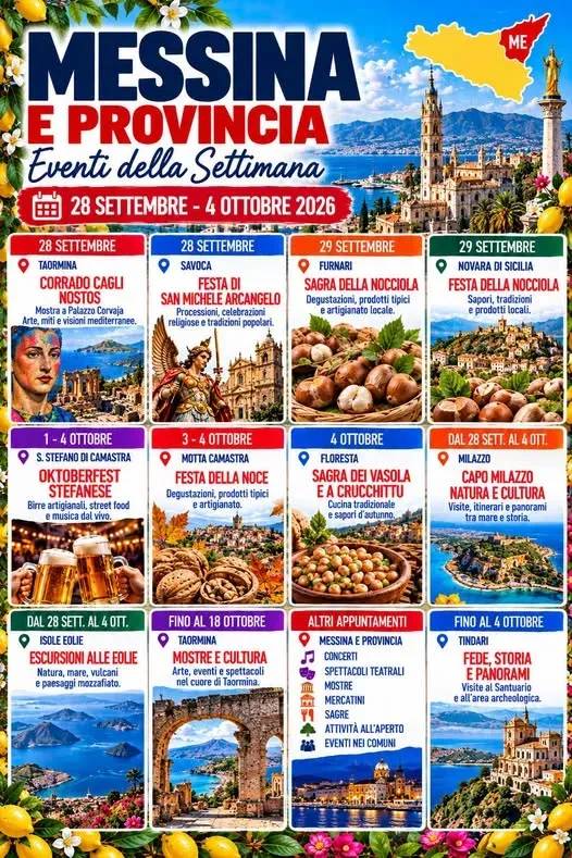 Locandina calendario eventi autunno 2026 a Taormina (Messina)