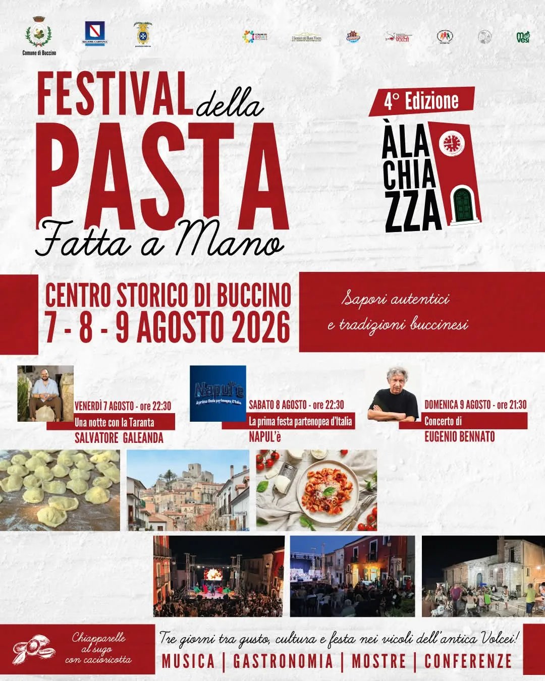 Locandina Festival della Pasta Fatta a Mano — 4ª Ed. 2026 a Buccino (Salerno)