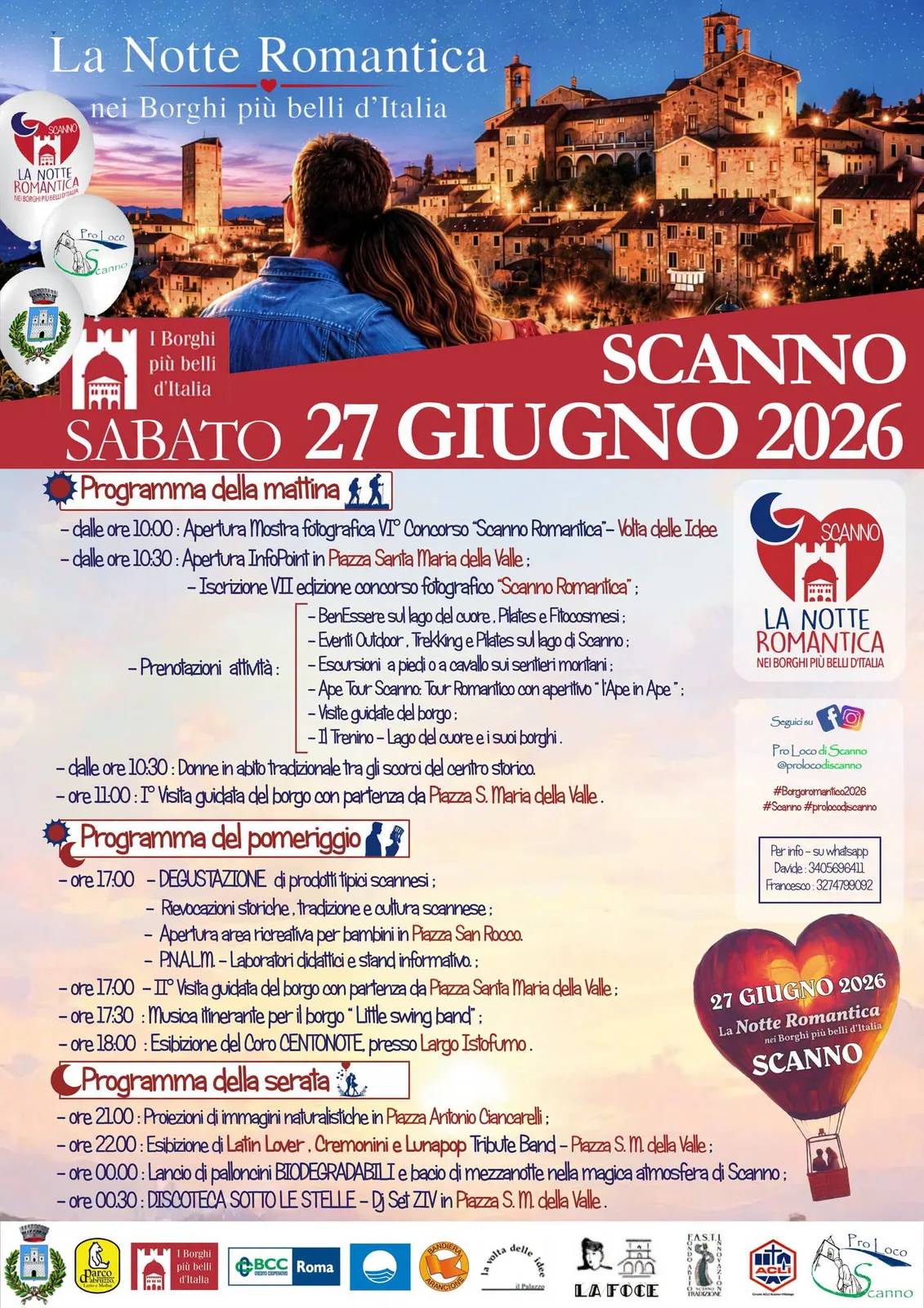 Locandina La Notte Romantica 2026 a Scanno (L'aquila)