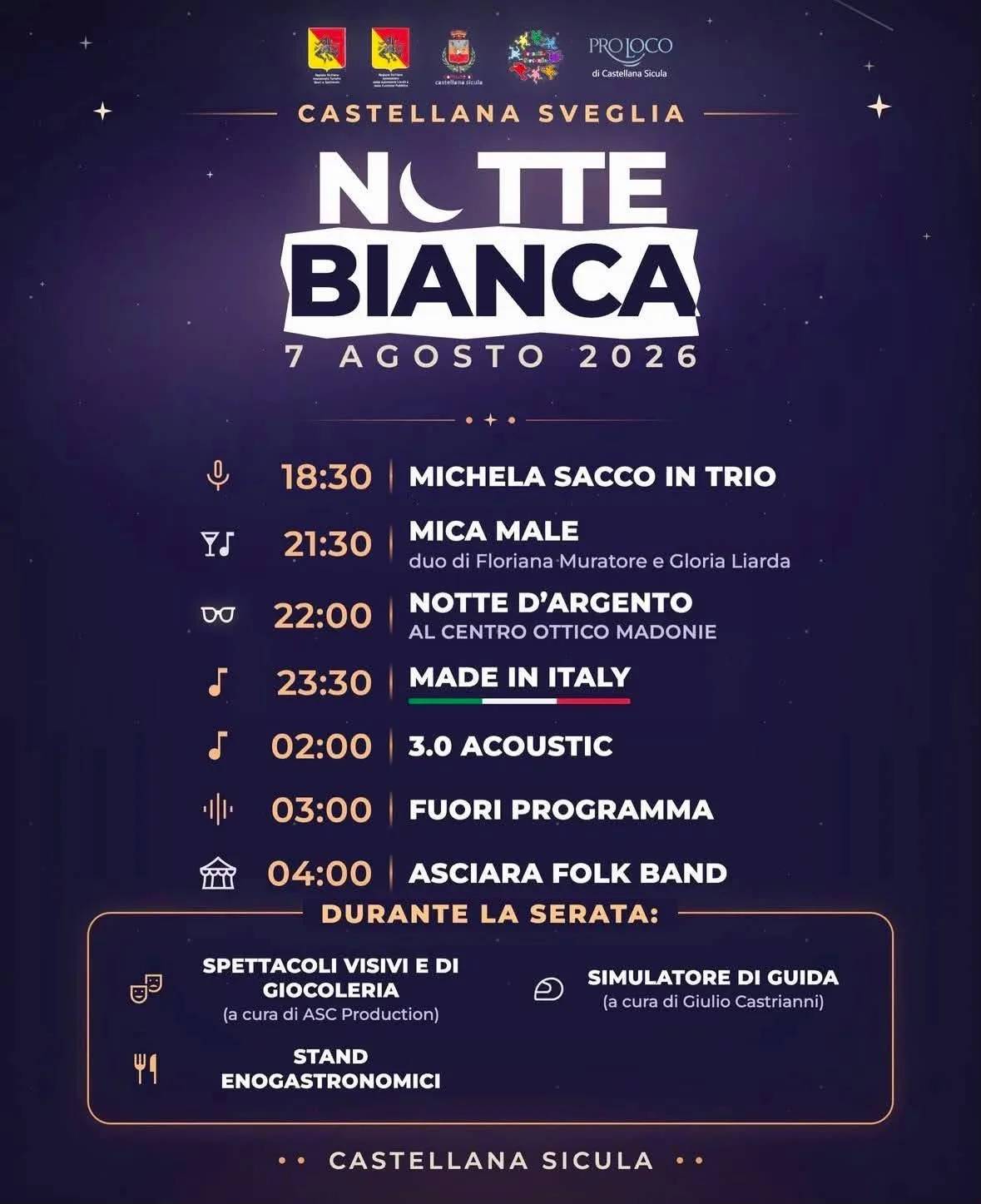 Locandina Castellana Sveglia Notte Bianca 2026 a Castellana Sicula (Palermo)