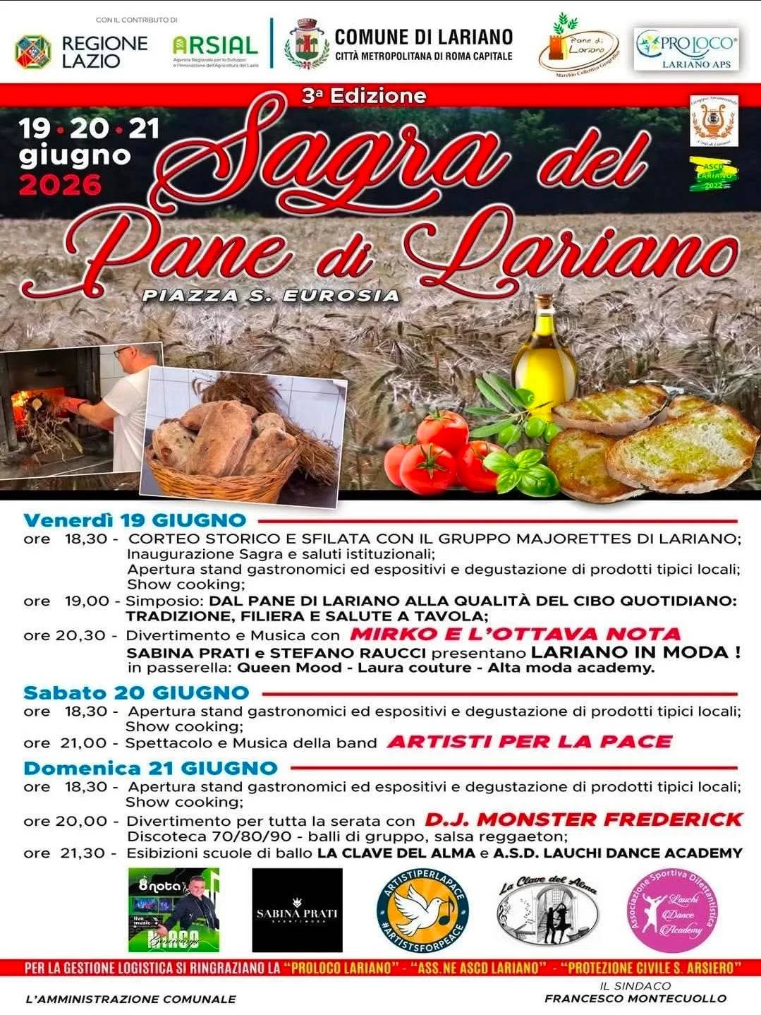 Locandina Sagra del Pane di Lariano 2026 a Lariano (Roma)