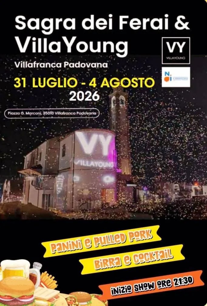 Locandina Sagra dei Ferai & VillaYoung 2026 a Villafranca Padovana (Padova)