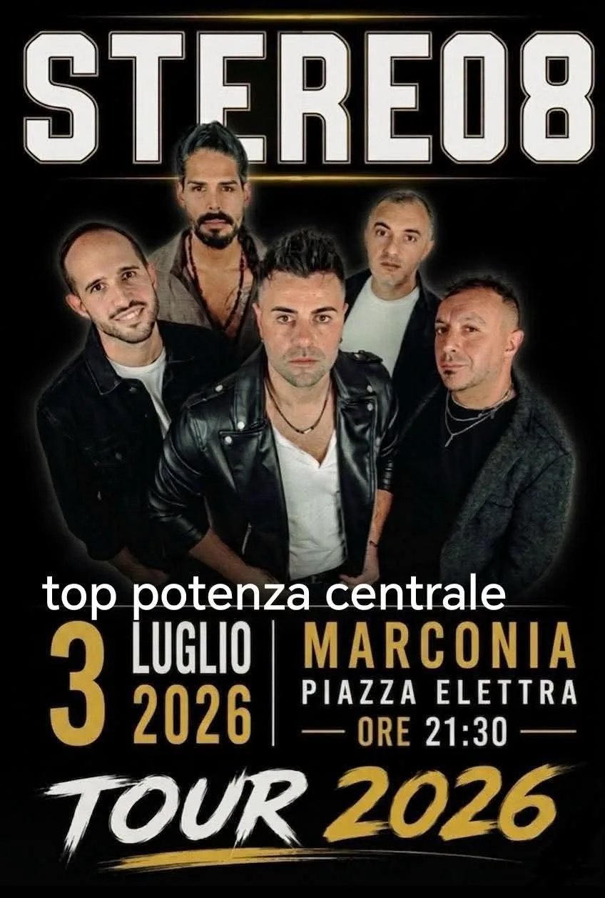 Locandina Concerto Stereo8 Tour 2026 a Marconia a Pisticci (Matera)