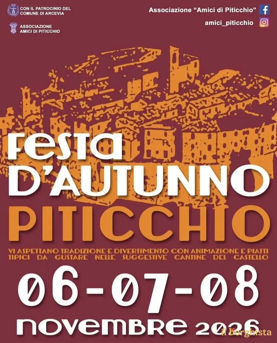 Locandina Festa d'Autunno Piticchio 2026 a Arcevia (Ancona)
