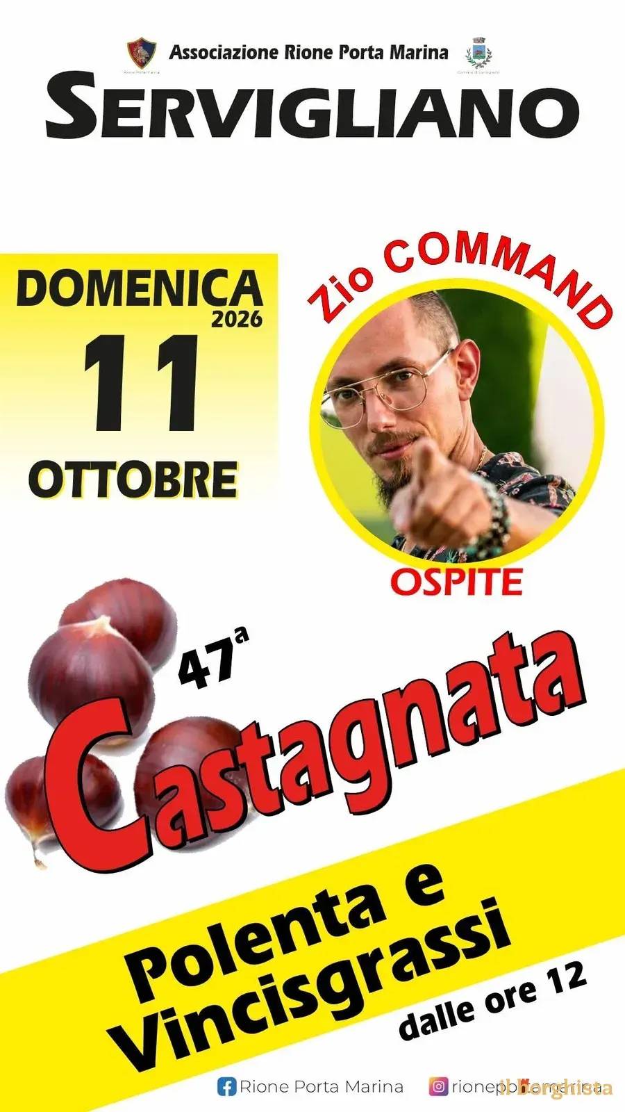 Locandina 47ª Castagnata 2026 a Servigliano (Fermo)