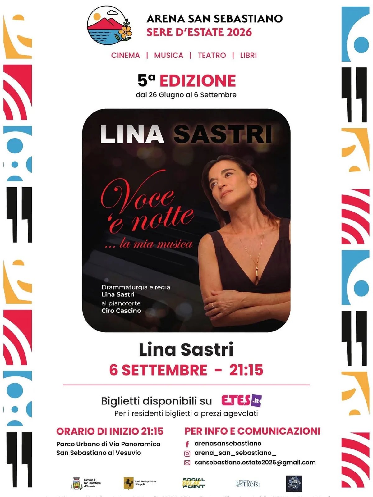 Locandina Lina Sastri — Voce 'e notte 2026 a San Sebastiano al Vesuvio (Napoli)