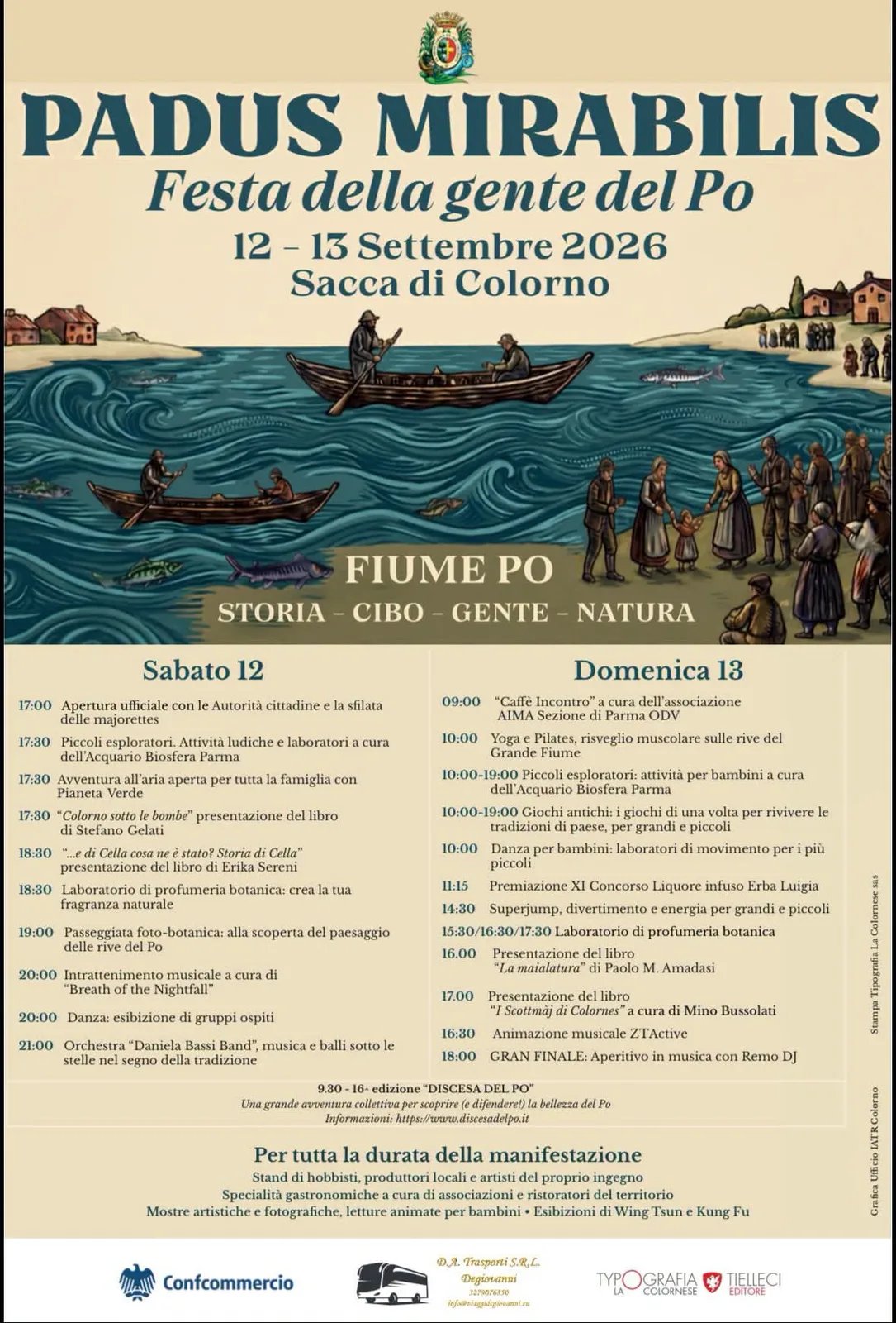 Locandina Padus Mirabilis Festa della gente del Po 2026 a Colorno (Parma)
