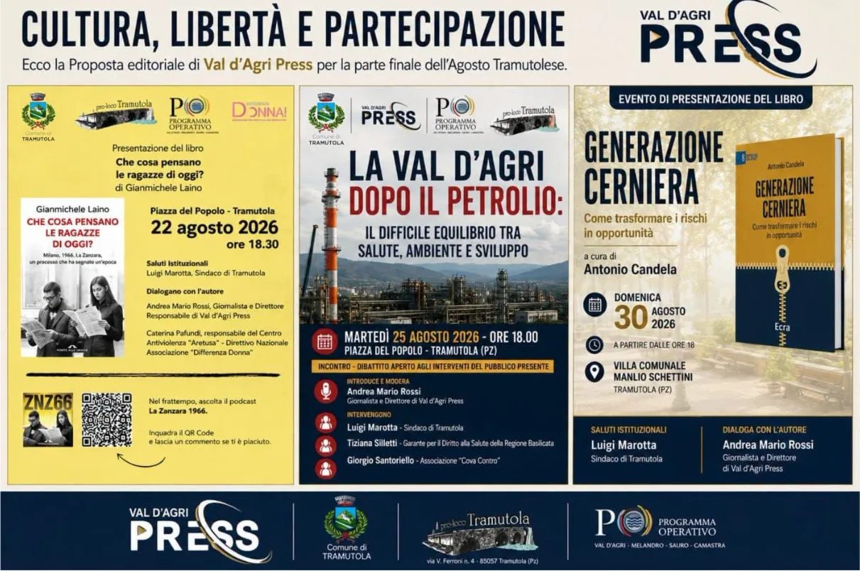 Locandina calendario eventi agosto 2026 a Tramutola (Potenza)
