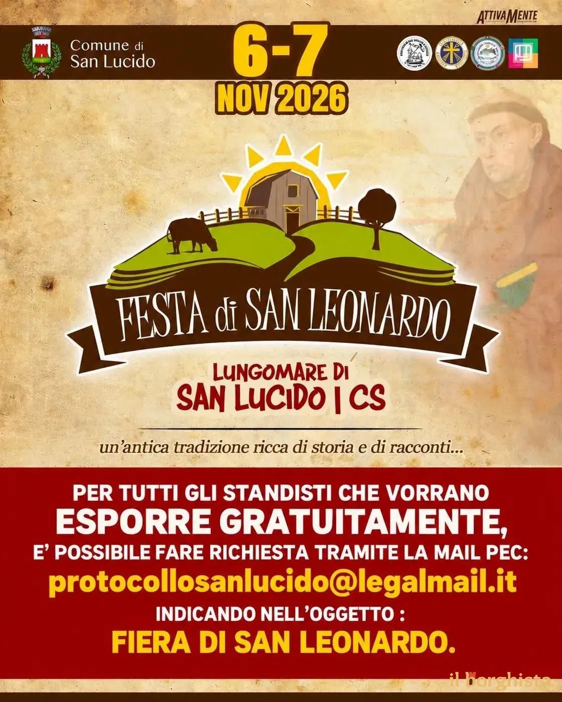 Locandina Festa di San Leonardo 2026 a San Lucido (Cosenza)