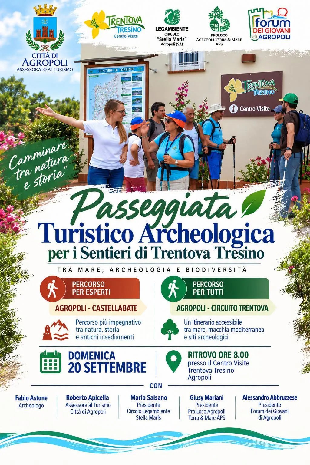Locandina Passeggiata Turistico Archeologica 2026 per i Sentieri di Trentova Tresino a Agropoli (SA)