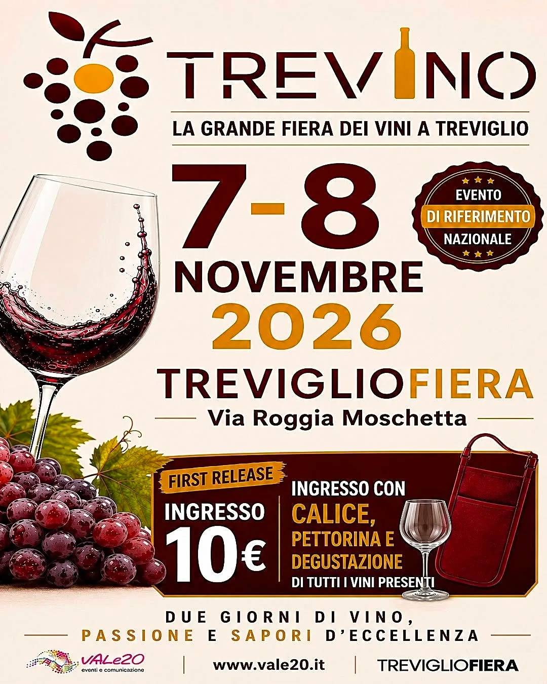 Locandina TREVINO La grande fiera dei vini a Treviglio 2026 a Treviglio (Bergamo)