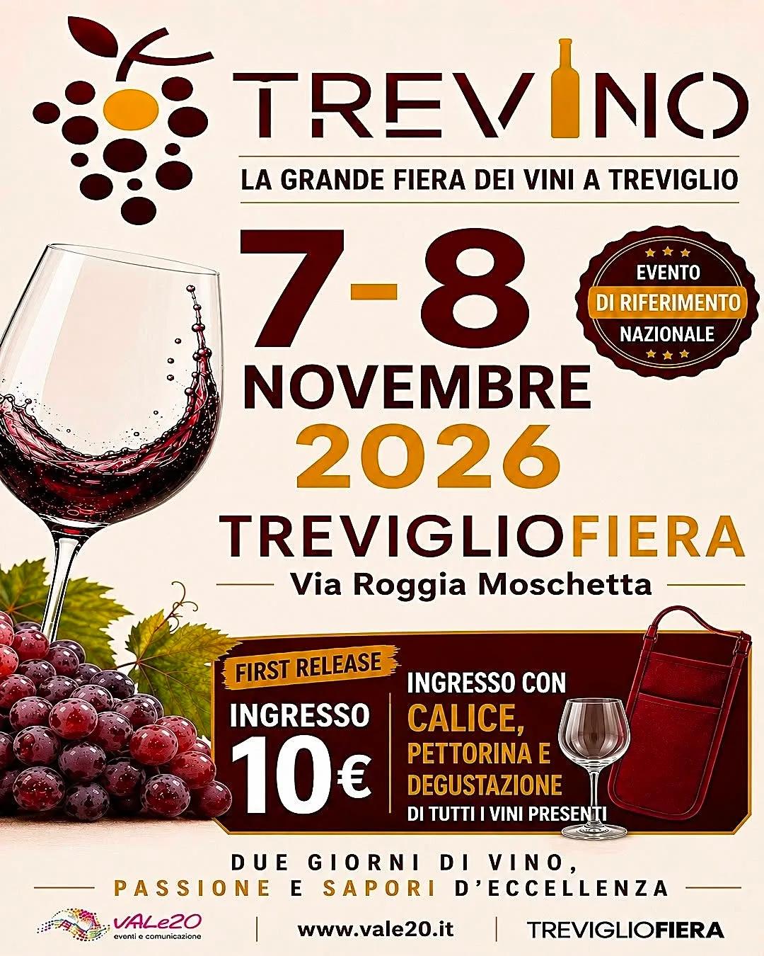 Locandina TREVINO La grande fiera dei vini a Treviglio 2026 a Treviglio (Bergamo)