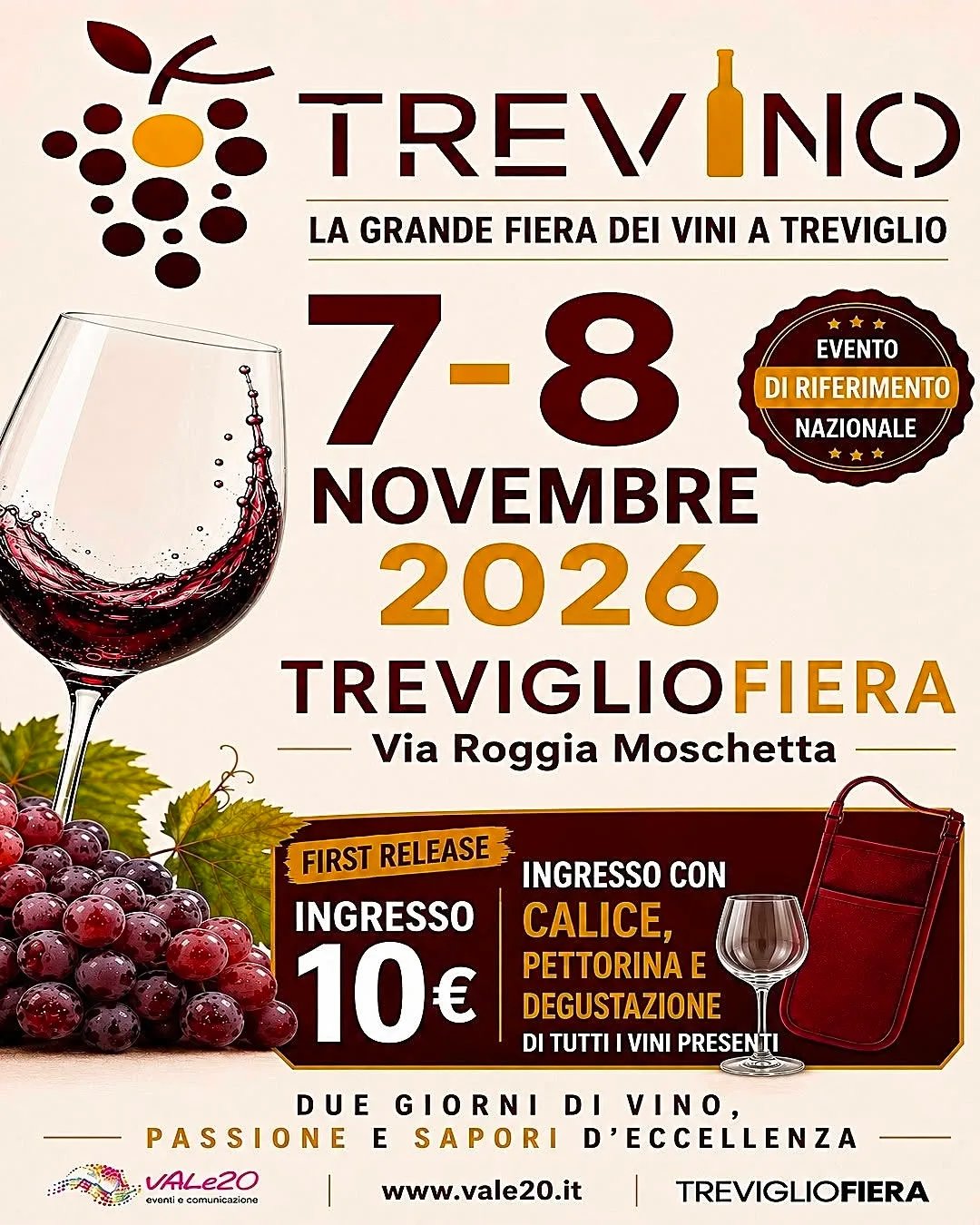 Locandina TREVINO La grande fiera dei vini a Treviglio 2026 a Treviglio (Bergamo)
