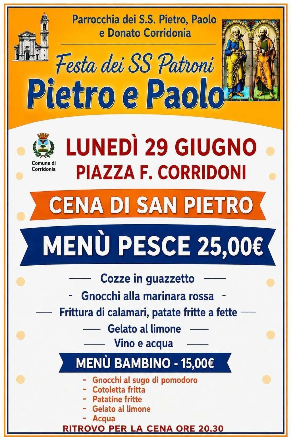 Locandina Festa dei SS Patroni Pietro e Paolo 2026 a Corridonia (Macerata)