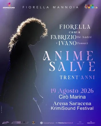 Locandina KrimiSound Festival 2026 - Fiorella Mannoia canta Fabrizio D a Cirò Marina (Crotone)
