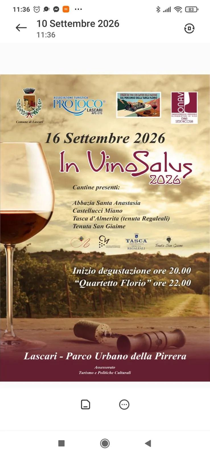 Locandina In VinoSalus 2026 a Lascari (Palermo)