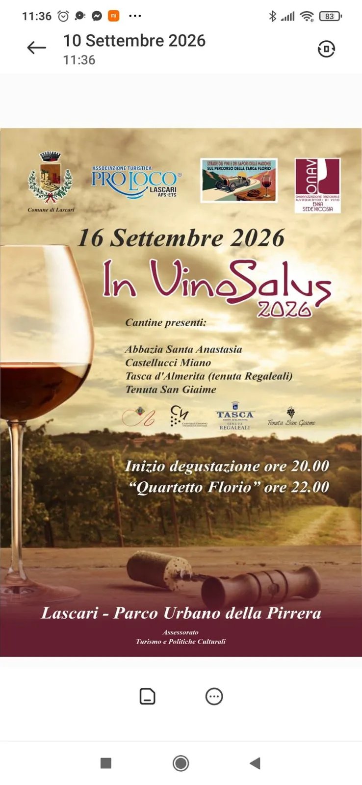 Locandina In VinoSalus 2026 a Lascari (Palermo)