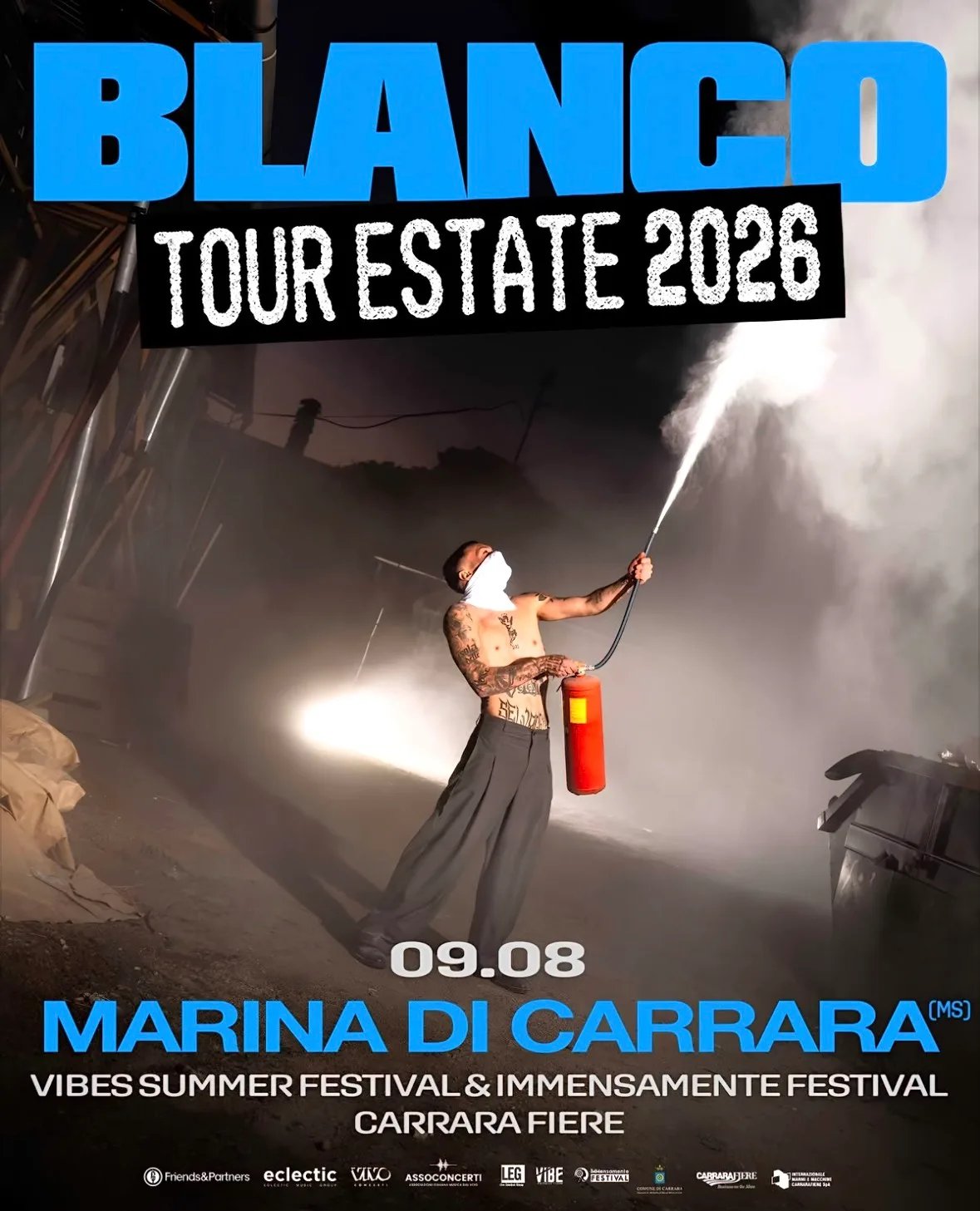 Locandina Blanco Tour Estate 2026 a Marina di Carrara a Carrara (Massa-carrara)
