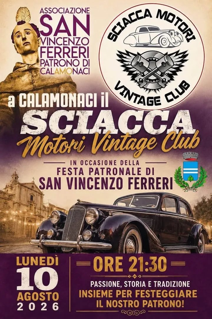 Locandina Festa Patronale di San Vincenzo Ferreri 2026 a Calamonaci (Agrigento)