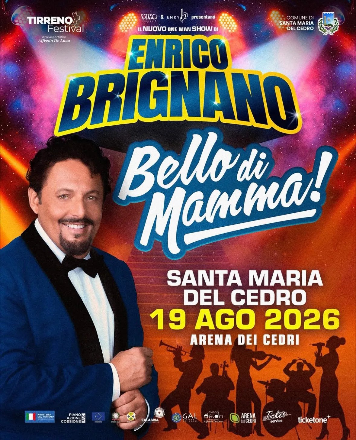 Locandina Enrico Brignano - Bello di Mamma! 2026 a Santa Maria del Cedro (Cosenza)