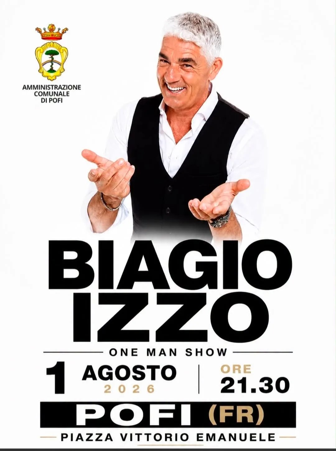 Locandina Biagio Izzo One Man Show 2026 a Pofi (Frosinone)