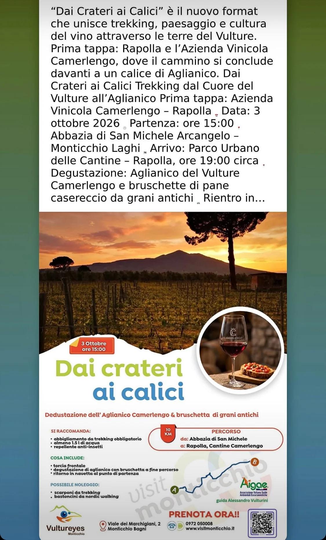 Attraversamento del Vulture e arrivo alle Cantine dell’Aglianico Camerlengo