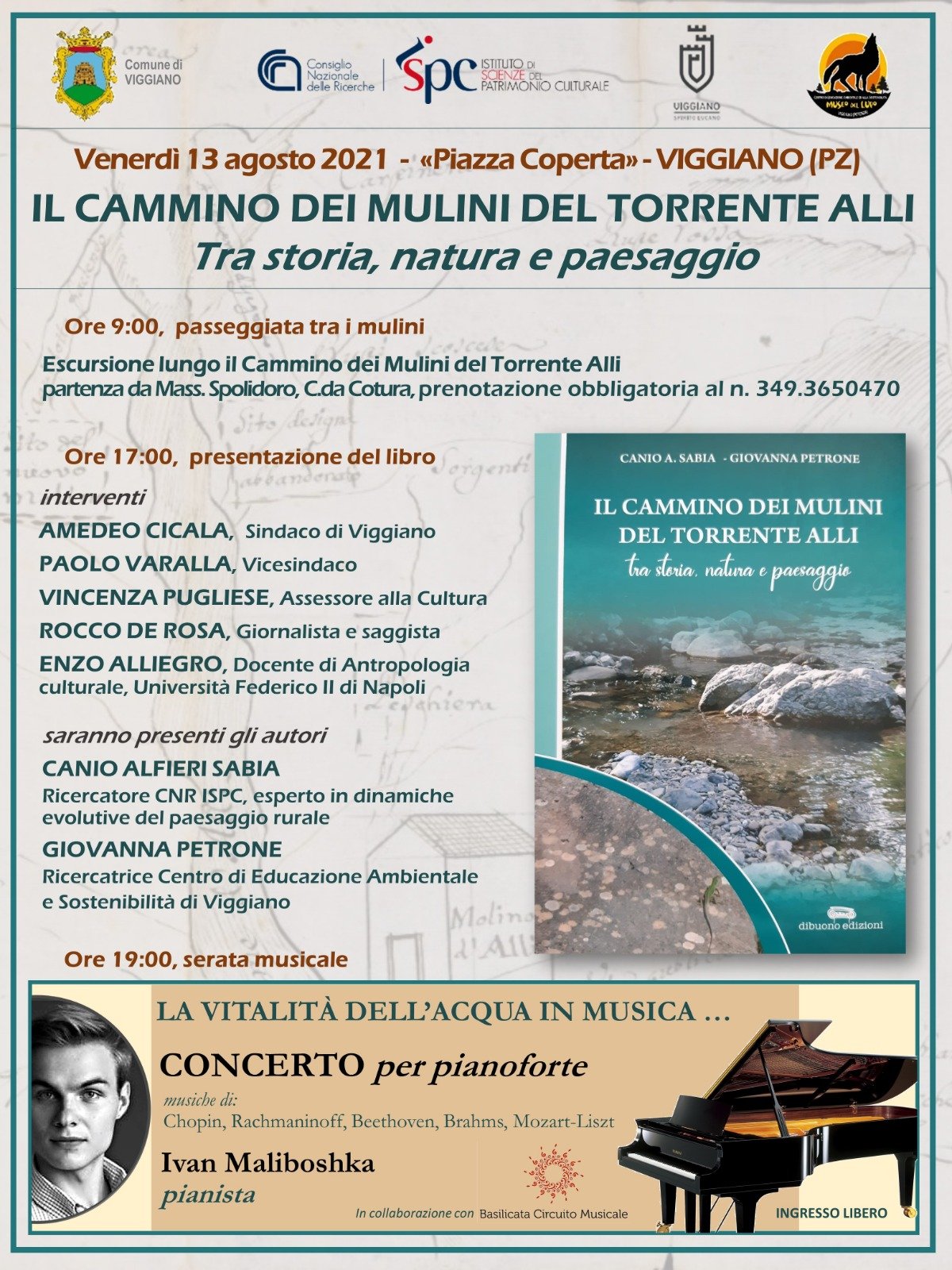 Locandina Il cammino dei mulini del torrente Alli a Viggiano (Potenza)