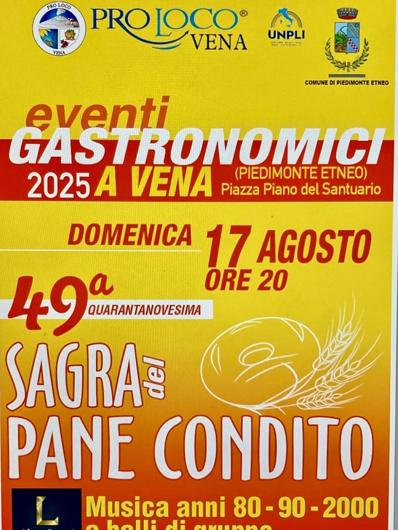 Locandina Sagra del Pane Condito 2025 a Piedimonte Etneo (Catania)