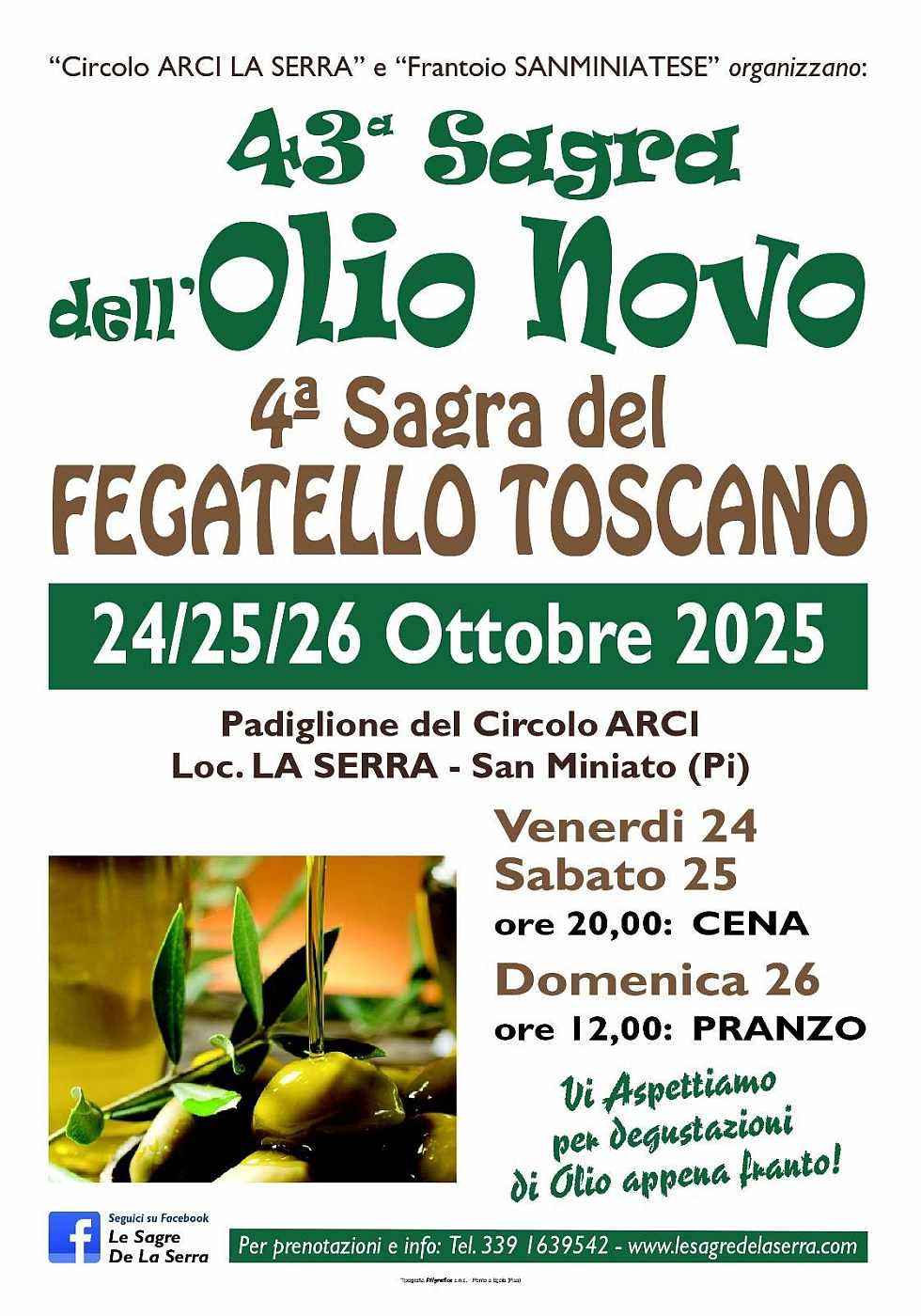 Locandina Sagra dell'Olio Novo & 4ª Sagra del Fegatello Toscano 2025 a San Miniato (Pisa)