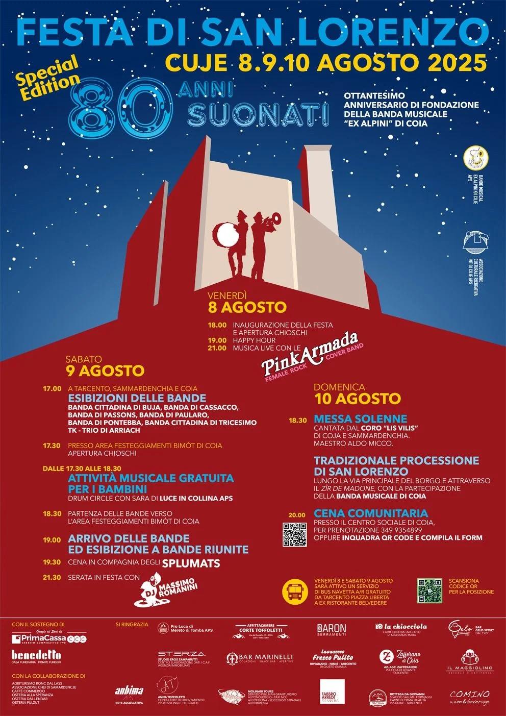 Locandina Festa di San Lorenzo 2025 a Tarcento (Udine)